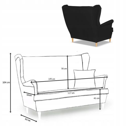 Sofa kanapa uszak Gaja ekoskóra skandynawska Family Meble czarna na Arena.pl