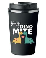 KUBEK TERMICZNY Premium czarny WALENTYNKI DINOZAURY MITE urocze KT_334