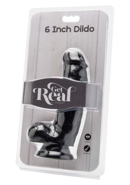 Dildo 6 inch with Balls Black zdjęcie 2