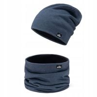 Czapka zimowa męska na polarze + komin Jeansowy