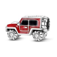 Zawieszka SREBRO 925 Charms Koralik Czerwony Samochód Terenowy Jeep Auto