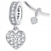 CHARMS WISZĄCE SERCE srebro 925 koralik zawieszka z cyrkoniami srebrna S925