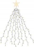 Lampki choinkowe z pierścieniem i gwiazdą 2m 8 pasm 280 LED Ciepła biel