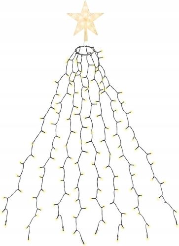 Lampki choinkowe z pierścieniem i gwiazdą 2m 8 pasm 280 LED Ciepła biel na Arena.pl