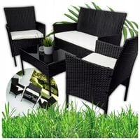 NIESAMOWITY ZESTAW OGRODOWY DLA 4 OSÓB RATTANOWY Z PODUSZKAMI HIT LATA 2025