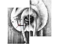 60X60CM ZEGAR BALETNICA CZERNI BIELI OBRAZ DREWNO ŚCIAN KWADRAT