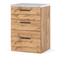 Szafka Kuchenna Stojąca Z Blatem 3 Szuflady Blande 60cm Dąb Wotan