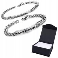 Biżuteria Bransoletka Damska Męska Dla Par Z Grawerem Pancerka z Blaszką