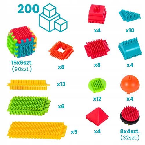 KLOCKI KONSTRUKCYJNE WAFLE JEŻYKI KOLOROWE MOCNE DLA DZIECI WIADERKO XXL na Arena.pl