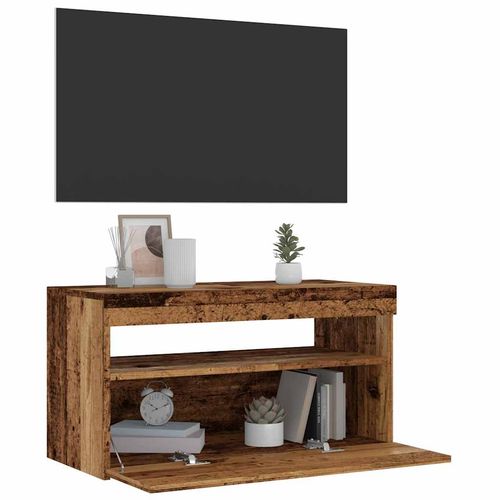 Szafka pod TV z oświetleniem LED, stare drewno, 75x35x40 cm na Arena.pl