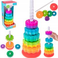 Zakręcona Piramida Wieża Tęczowa EDUKACYJNA 41 cm - Układanka TEREPEUTYCZNA