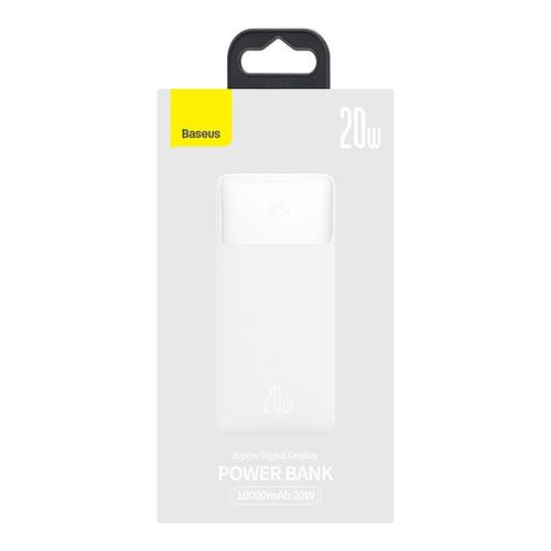 powerbank baseus bipow 10000mah, 2xusb, usb-c, 20w (biały) na Arena.pl
