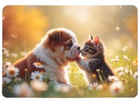 Podkładka mata na stół dwustronna korkowa laminowana 39x28,5cm pies z kotem
