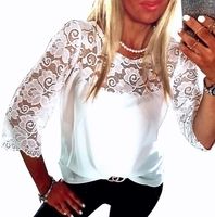 . BIAŁA BLUZKA ELEGANCKA Z KORONKĄ KOSZULA LUŹNA