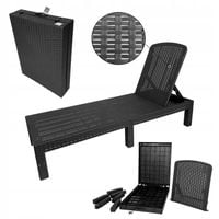 LEŻAK BASENOWY OGRODOWY PLAŻOWY REGULOWANY LEŻANKA SKŁADANY WALIZKA CZARNY