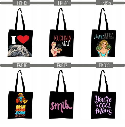 EKO TORBA czarna super nadruk Twój napis TANIO na Arena.pl