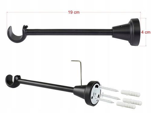 KARNISZ POJEDYNCZY 180 cm - fi 19 mm SIMPLE KARNISZE KÓŁKA METAL CZARNY na Arena.pl