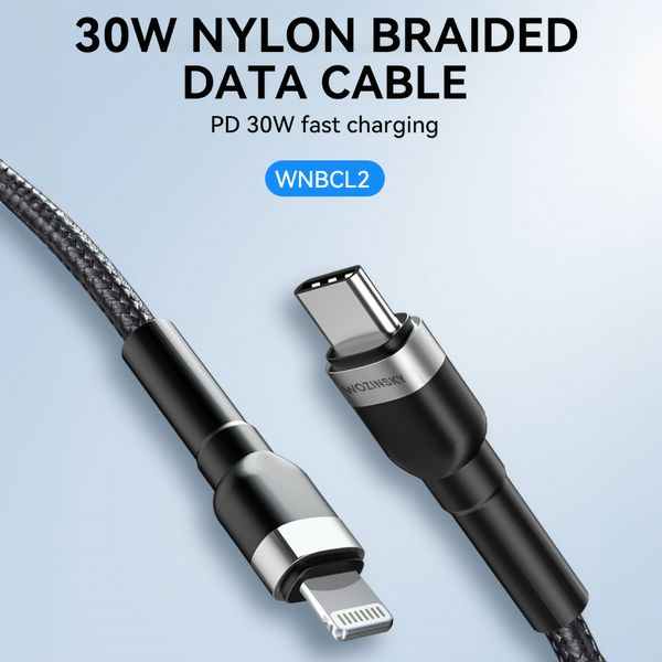Kabel przewód do iPhone USB-C - Lightning PD 30W 2m czarny zdjęcie 6