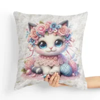 Poduszka Słodki Mały Kotek - Poduszka Dekoracyjna Tył poduszki: - Czerwony