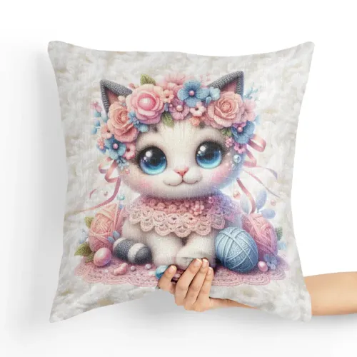 Poduszka Słodki Mały Kotek - Poduszka Dekoracyjna Tył poduszki: - Czerwony na Arena.pl