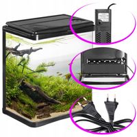 MAŁE AKWARIUM Z OŚWIETLENIEM CZARNE - BARDZO ŁATWA OBSŁUGA - ELEGANCKIE