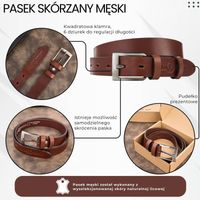 pasek męski skórzany premium z klasyczną klamrą elegancki