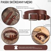 pasek męski skórzany premium z klasyczną klamrą elegancki