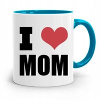 Kubek Błękitny Dla Mamy I Love Mom Prezent Z Nadrukiem Ze Zdjęciem