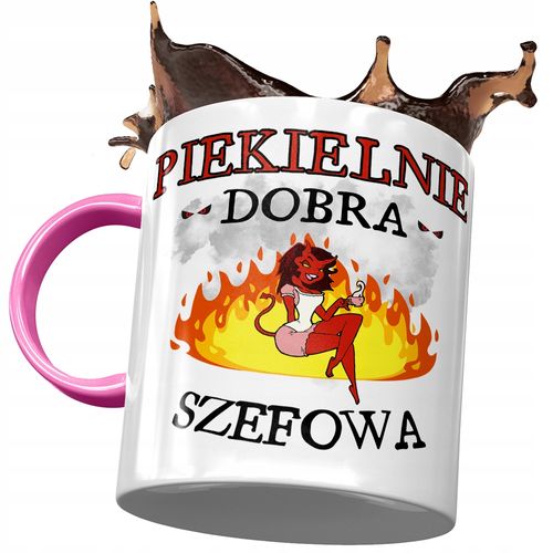 Kubek Różowy Dla Szefowej Piekielnie Dobra Szefowa Z Nadrukiem Ze Zdjęciem na Arena.pl