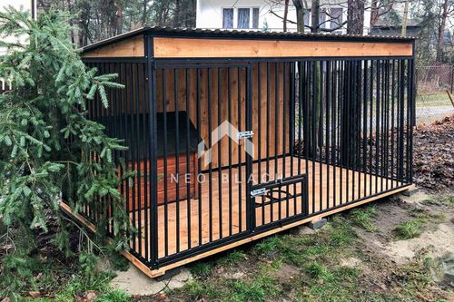 Kojec dla psów 3x2m Wiatrołap Drewniana podłoga  Uchwyt na miski NB178 na Arena.pl