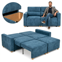 Kanapa 2 os sofa rozkładana spania pojemnik niebieski Komo Family Meble