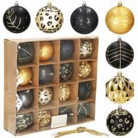 BOMBKI CHOINKOWE nietłukące 16 szt ZESTAW 8CM NA CHOINKĘ WZORY PREMIUM MIX
