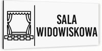 Tabliczka na drzwi SALA WIDOWISKOWA Aluminium BIAŁA Dibond PIKTOGRAM