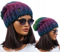 CZAPKA DAMSKA SMERFETKA CIENIOWANA OMBRE KOLOROWA CIEPŁA ZIMOWA POLSKA