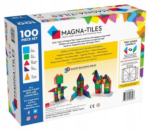 Klocki Magnetyczne 100 elementów Magna-Tiles na Arena.pl