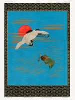 Plakat 30x40cm Lecący Żuraw Indyjski, G.A. Audsley do Salonu