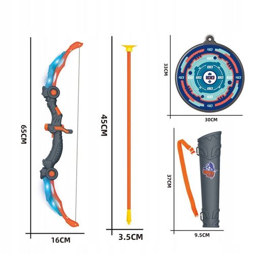 ZESTAW ŁUCZNIKA LED ŚWIECĄCY ŁUK Dla Dzieci STRZAŁY TARCZA Światła Dźwięki na Arena.pl
