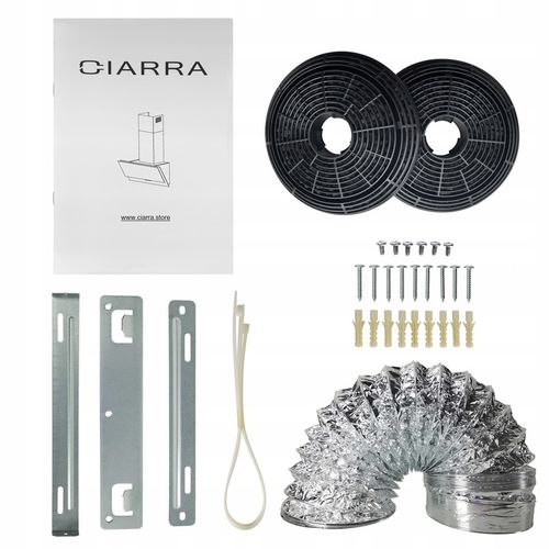 Ciarra CBCB6736C okap naścienny 60 cm, 380 m³/h, oświetlenie LED, 2 filtry na Arena.pl