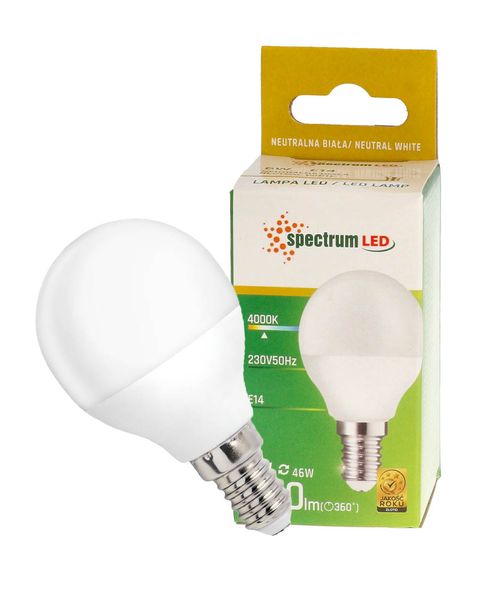 Żarówka LED kulka E14 230V 6W neutral NW WOJ13756 10 SZTUK SPECTRUM zdjęcie 2