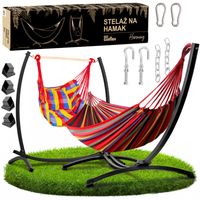 Stelaż na hamak czarny 2w1 + hamak + krzesło brazylijskie