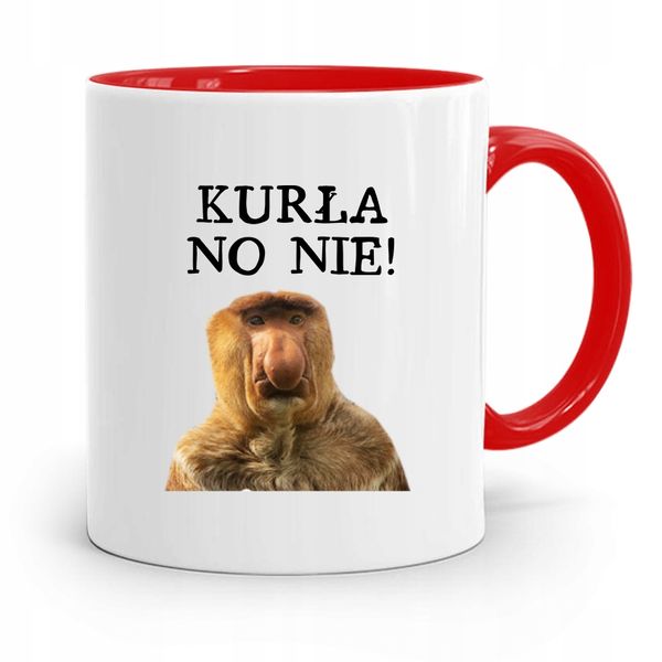 Kubek Czerwony Nosacz Janusz Kurła No Nie Prezent Z Nadrukiem Ze Zdjęciem zdjęcie 1