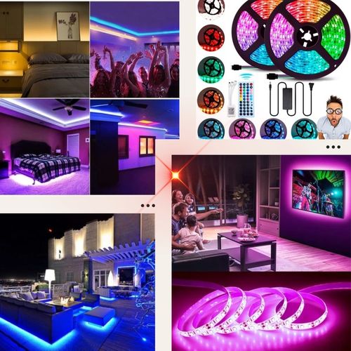 TAŚMA LED RGB 5m Ledy 5050 Listwa 230v 12v Z Zasilaczem NA PILOTA BLUETOOTH na Arena.pl