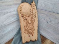 Obraz JELEŃ na prezent dla myśliwego płaskorzeźba drewniana natura las 40cm