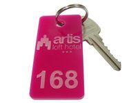 Brelok z plexi kolor różowy 3x6 cm, grubość 3mm - 50szt.