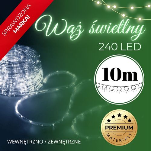 Wąż świetlny 240 Led zimny biały 11,5 m z programatorem IP44 na Arena.pl