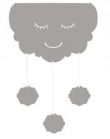 Ozdoba do pokoju dziecka lambrekin z zawieszkami CHMURKA jasnoszara 60x95
