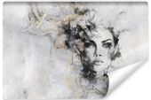 Fototapeta Do Salonu BETON Abstrakcja Portret Kobieta Kwiaty 90cm x 60cm