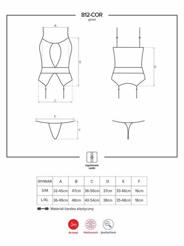 Pikantny Gorset i Stringi - Obsessive 812-COR-1 S/M na Arena.pl
