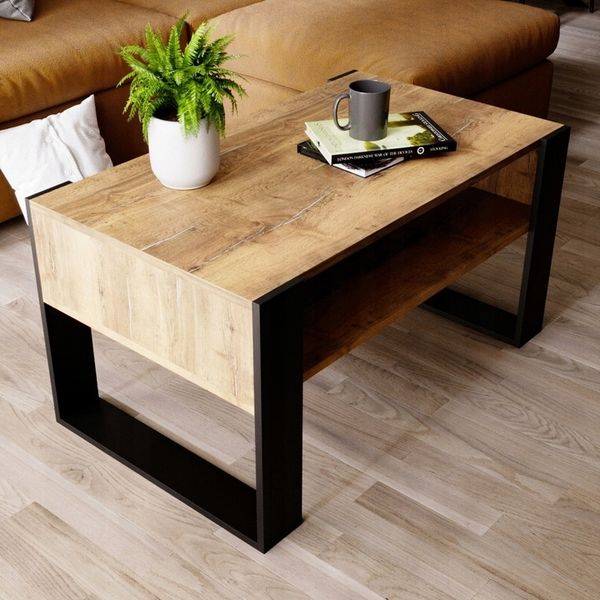Stolik kawowy KARO ława loft retro Dąb Egger stół zdjęcie 5