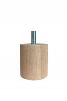 Noga meblowa bukowa drewniana WALEC 5 cm fi 45 mm prosta surowa + śruba M8